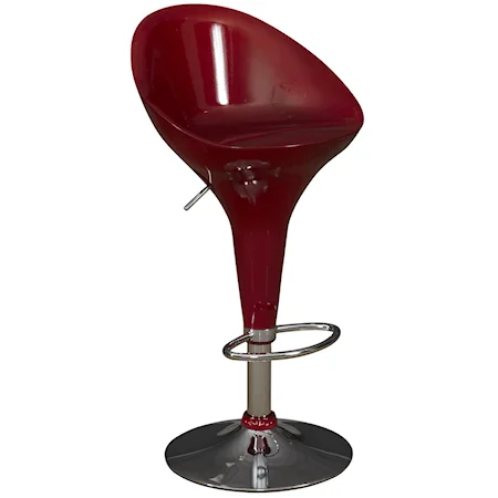 Dark Red & Chrome Adjustable Height Bar Stool with Footrest